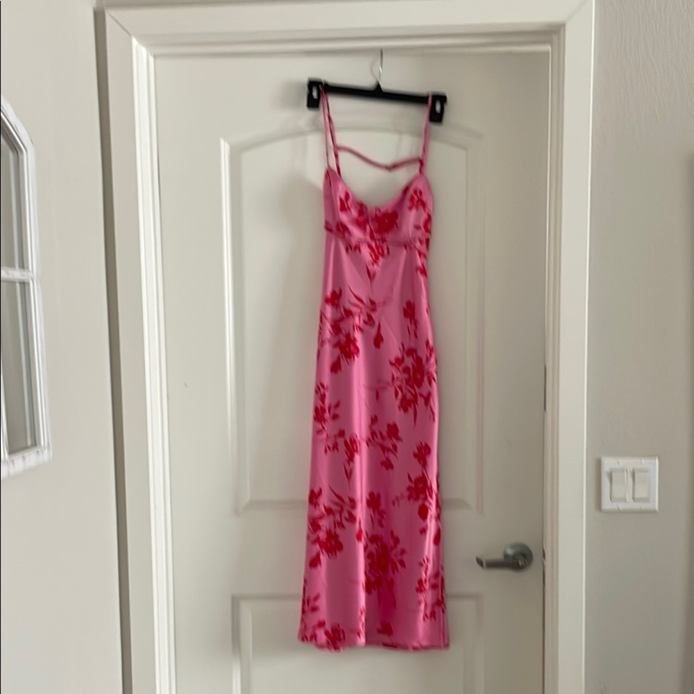 Floral Pink and red midi dress